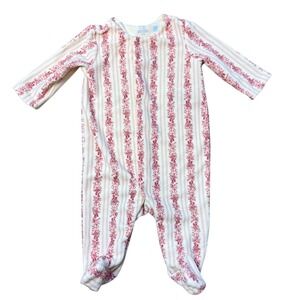 Ralph Lauren Baby Velour Striped Floral Footed Coverall Pajama Onesie Sleeper 3M